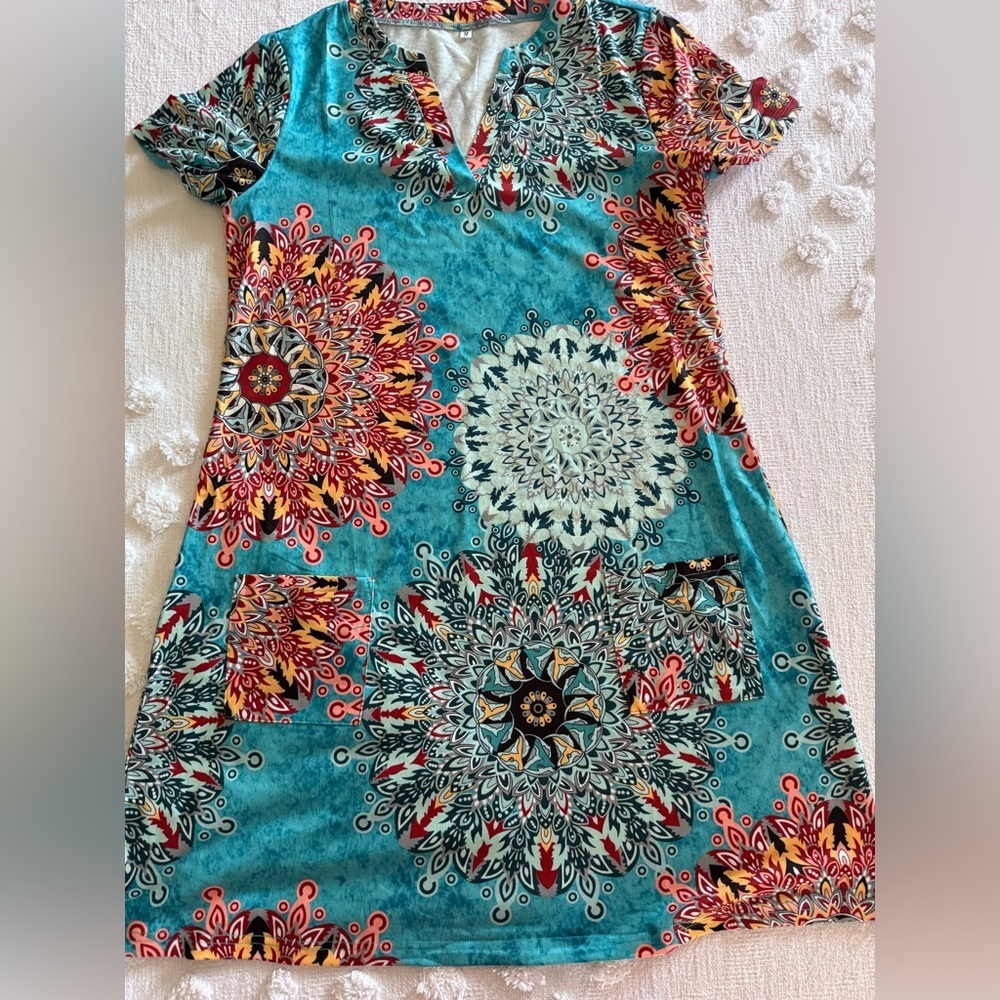 NEW-Geometric align dress -SZ M POCKET 
PIT TO PIT 18”
Length 36”
@10